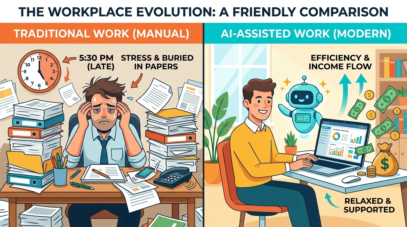 AI副業と従来副業の比較イメージ