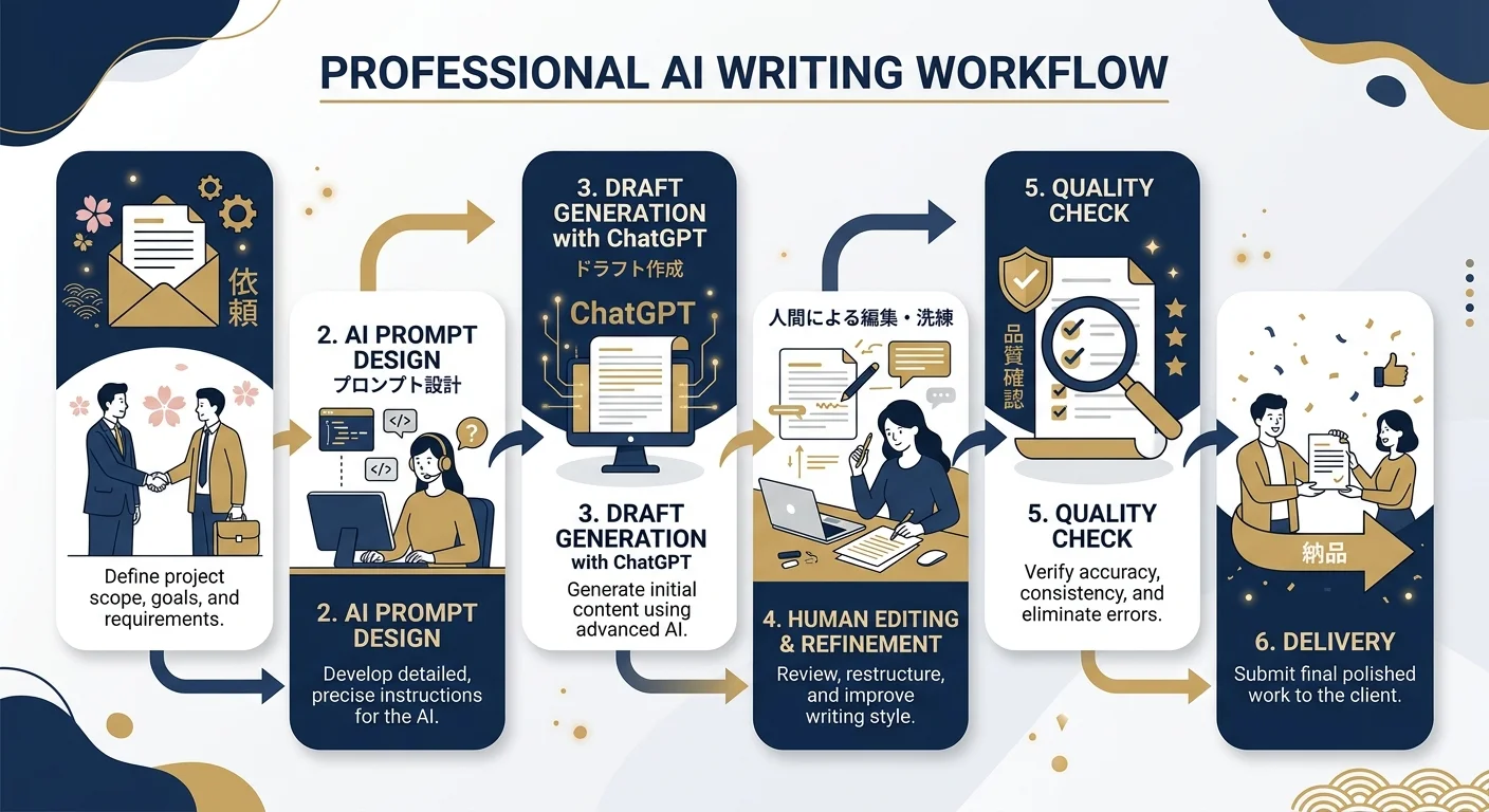 AIライティング副業の作業フロー6ステップ