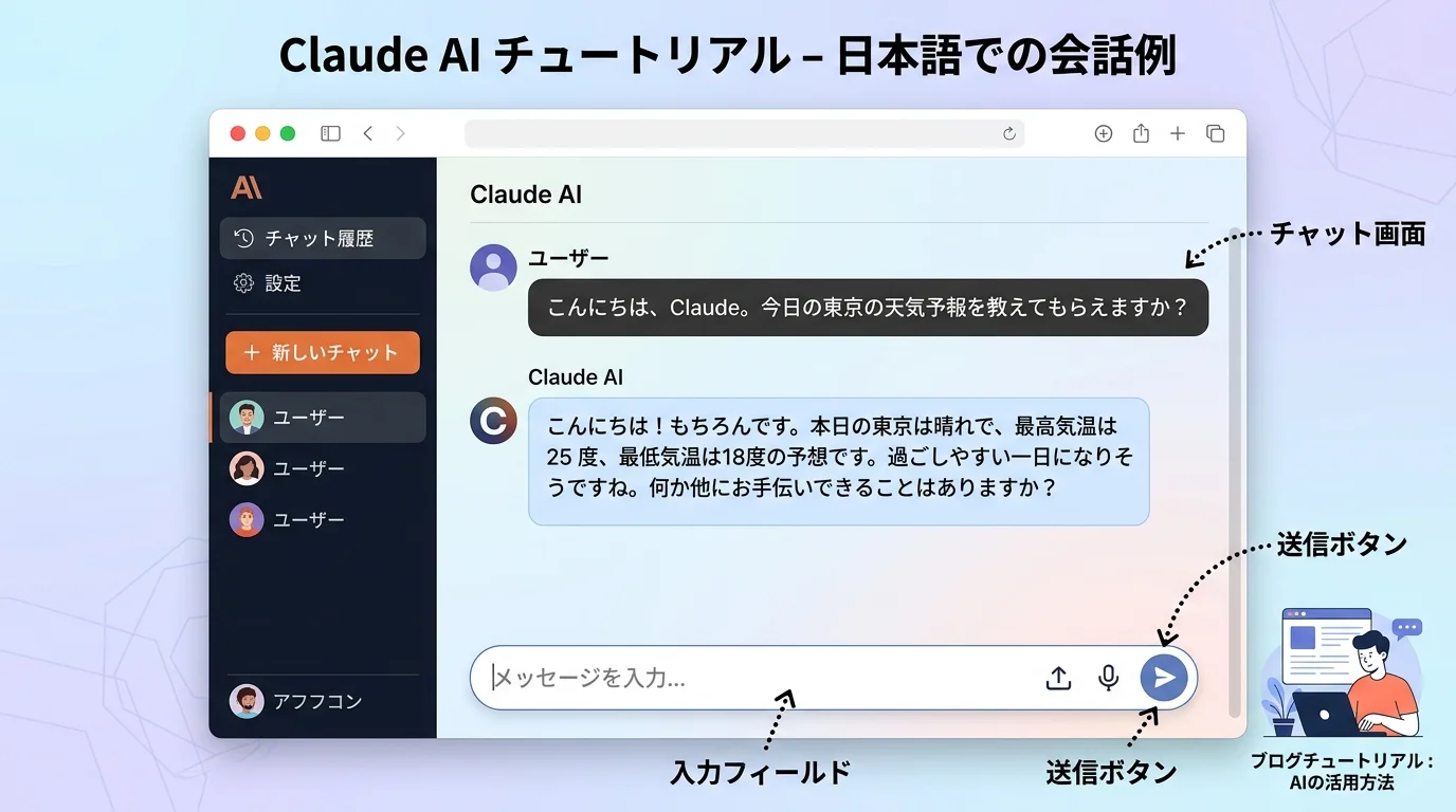 ClaudeのAIチャット画面 - 基本的な使い方