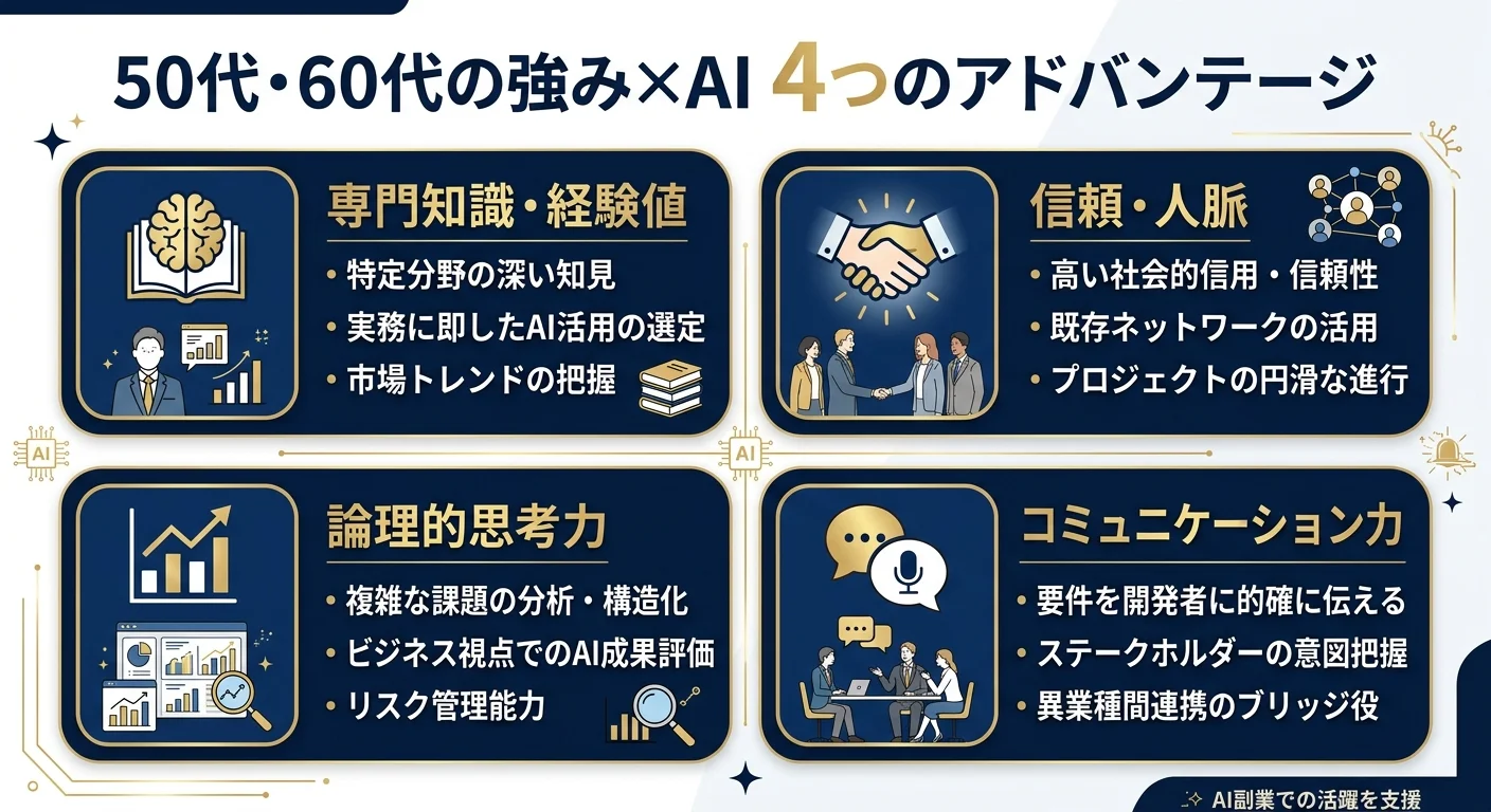 50代・60代の強みとAI活用の4つのアドバンテージ