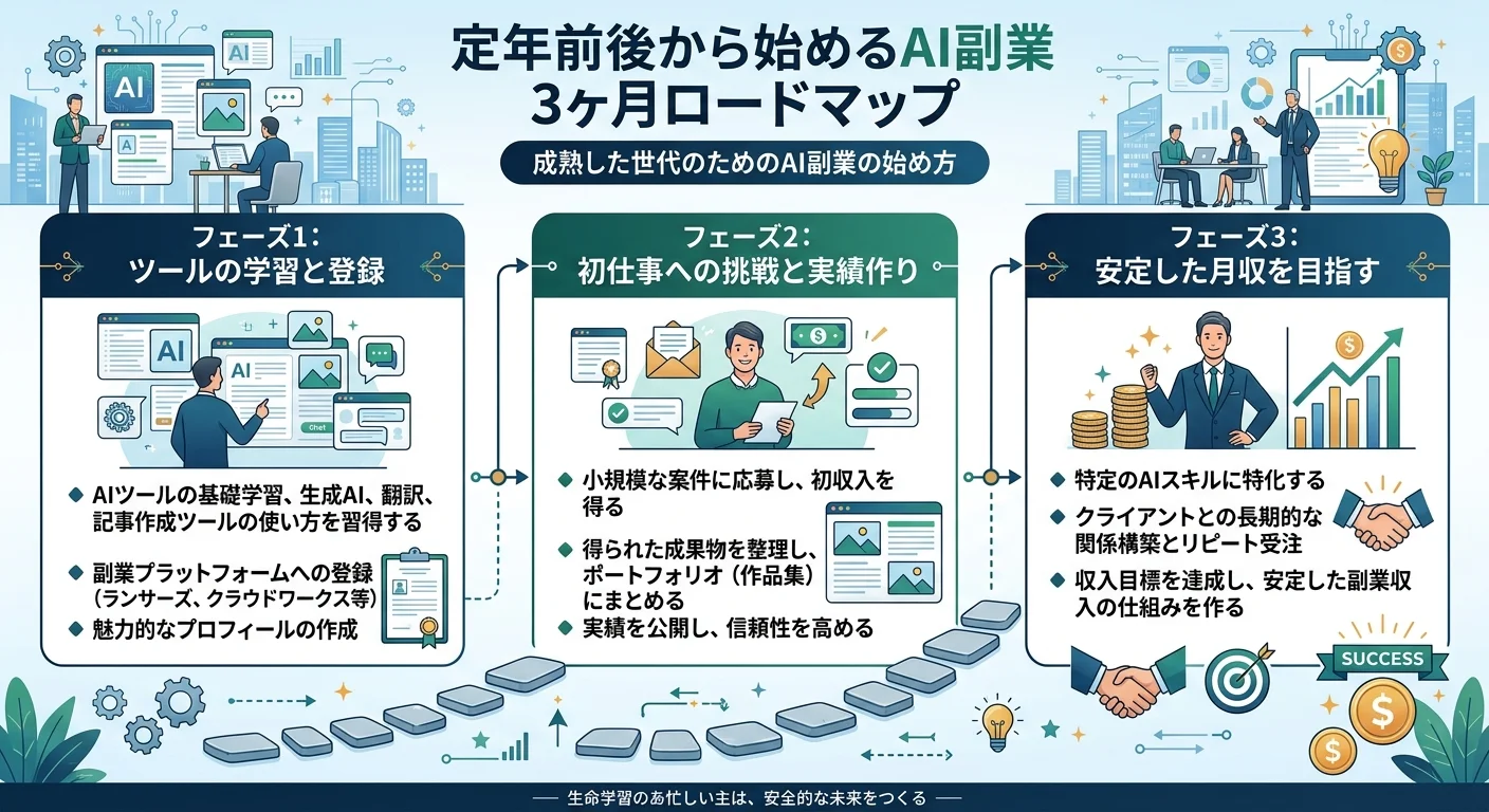 定年前後から始めるAI副業3ヶ月ロードマップ