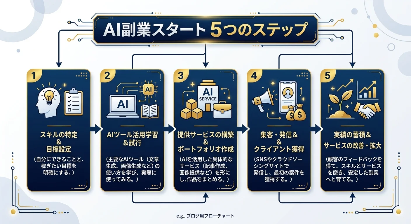 AI副業スタート5つのステップ