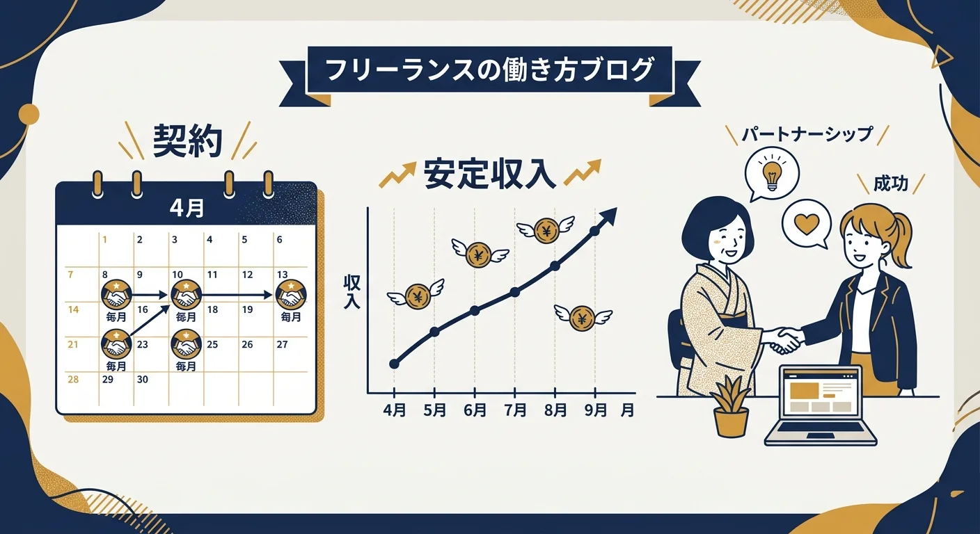 月額継続契約で安定収入を得るイメージ