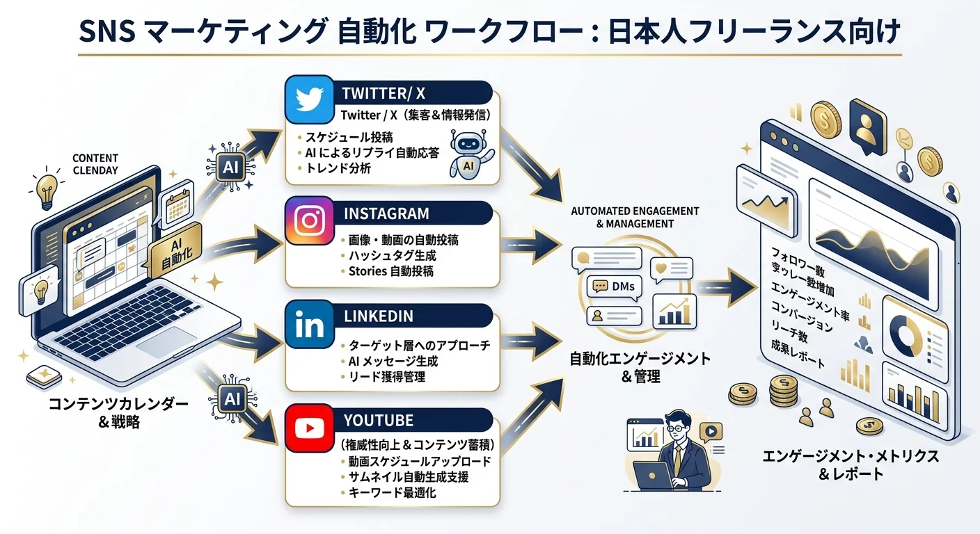 SNS×AI集客自動化の全体フロー図