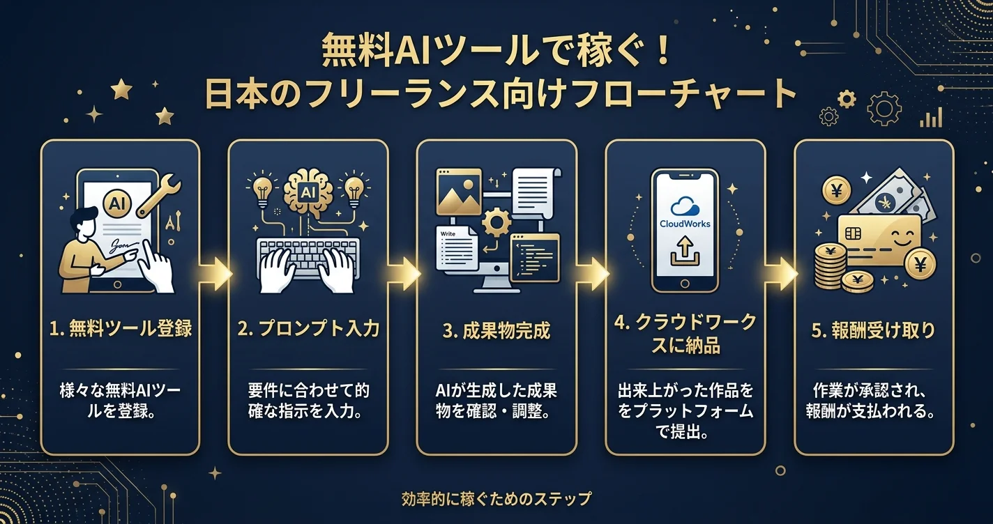 無料AIツールで稼ぐフロー