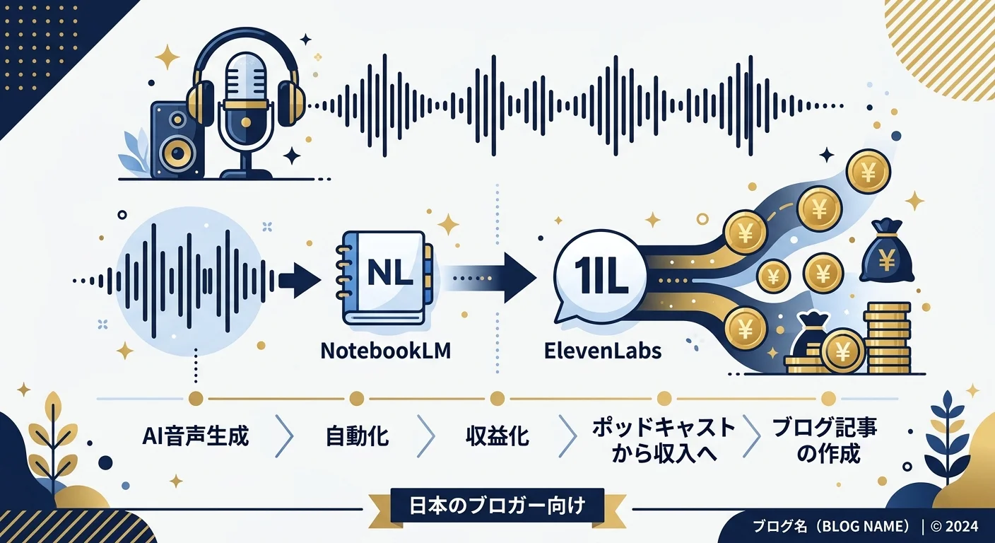 AI音声ツールで副業収入を得るイメージ
