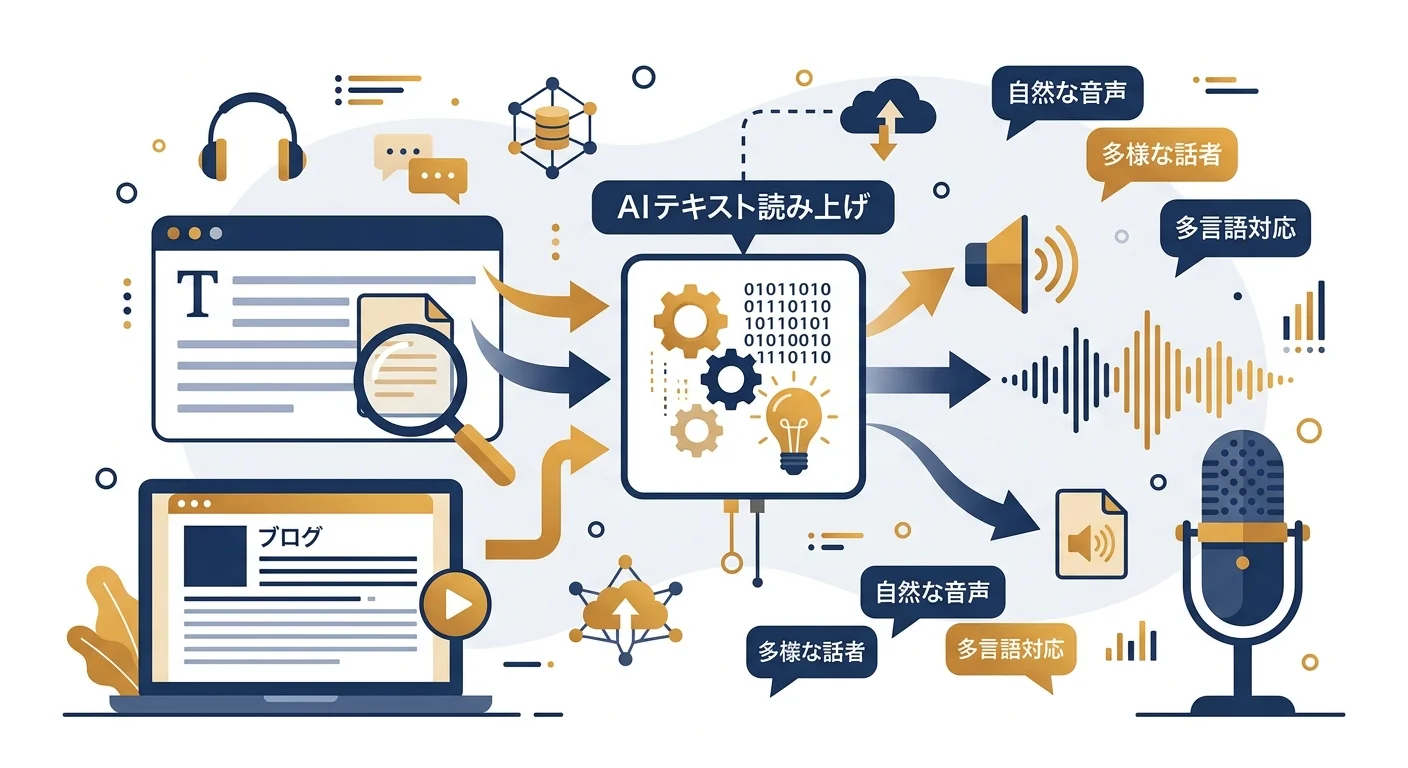 AIテキスト音声変換のワークフローイメージ
