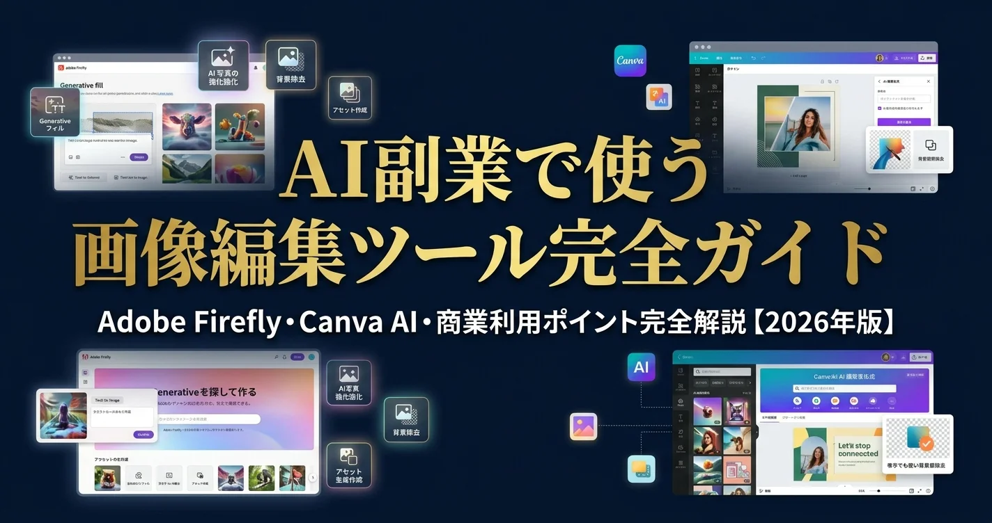 AI副業で使う画像編集ツール完全ガイド【Adobe Firefly・Canva AI】【2026年版】
