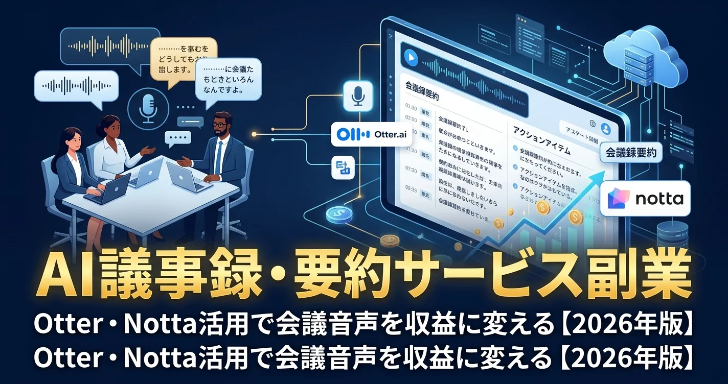 AIで議事録・要約サービスを副業にする方法【Otter・Notta活用】【2026年版】