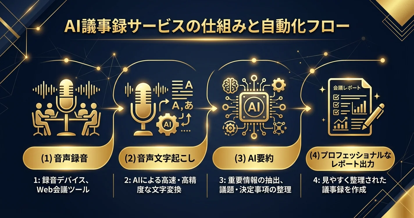 AI議事録サービスの仕組みと自動化ワークフロー