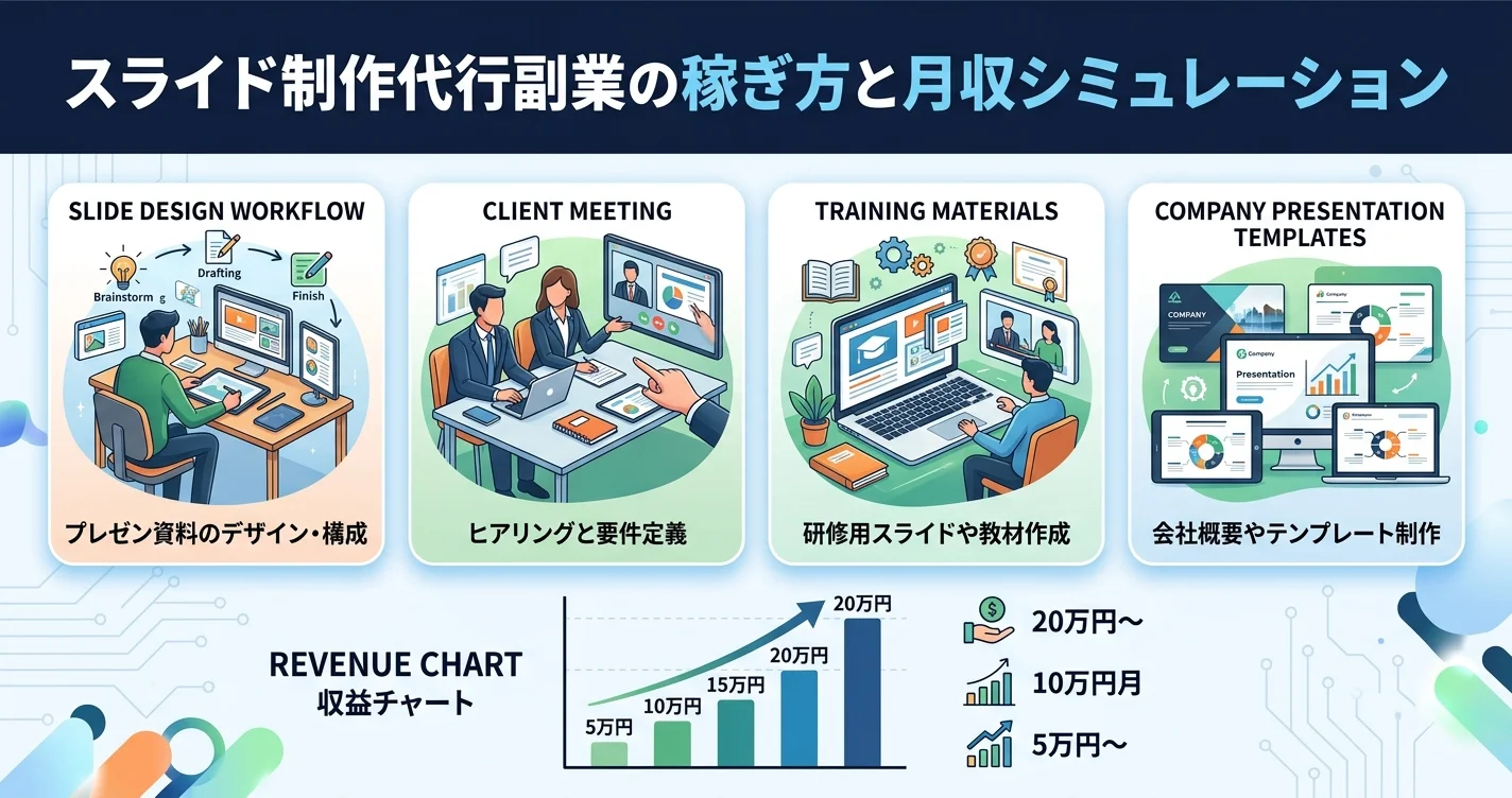 スライド制作代行副業の稼ぎ方と月収シミュレーション