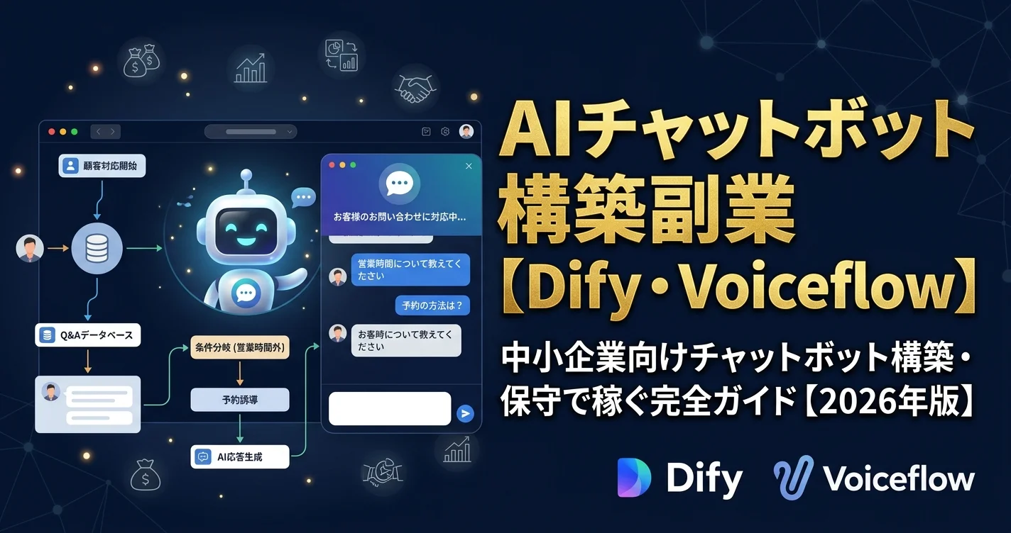 AIチャットボット構築副業【Dify・Voiceflow活用ガイド】完全ガイド【2026年版】