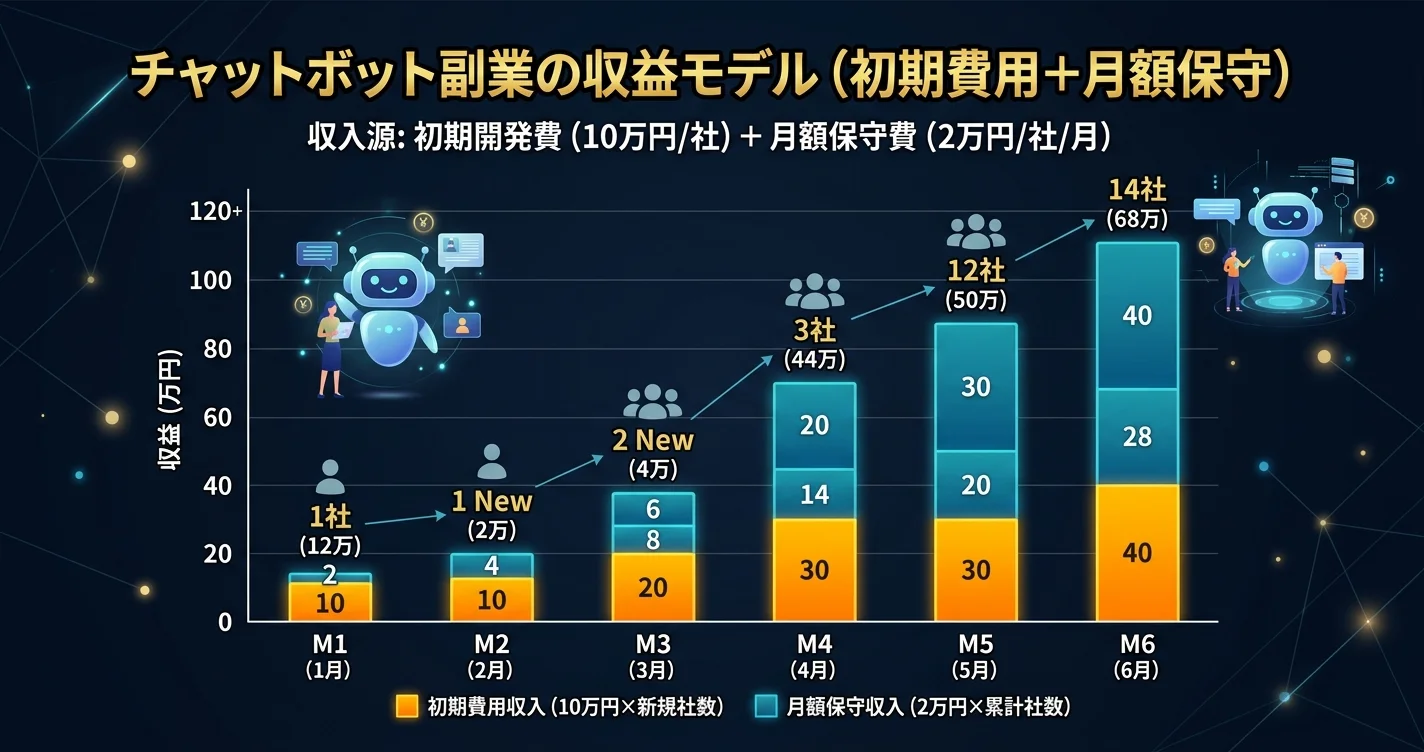 AIチャットボット副業の収益モデル（初期費用＋月額保守）