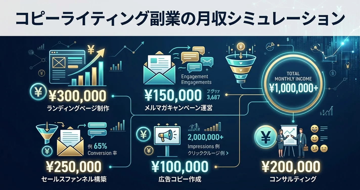 コピーライティング副業の月収シミュレーション