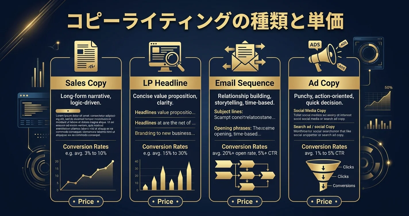 コピーライティングの種類と単価比較