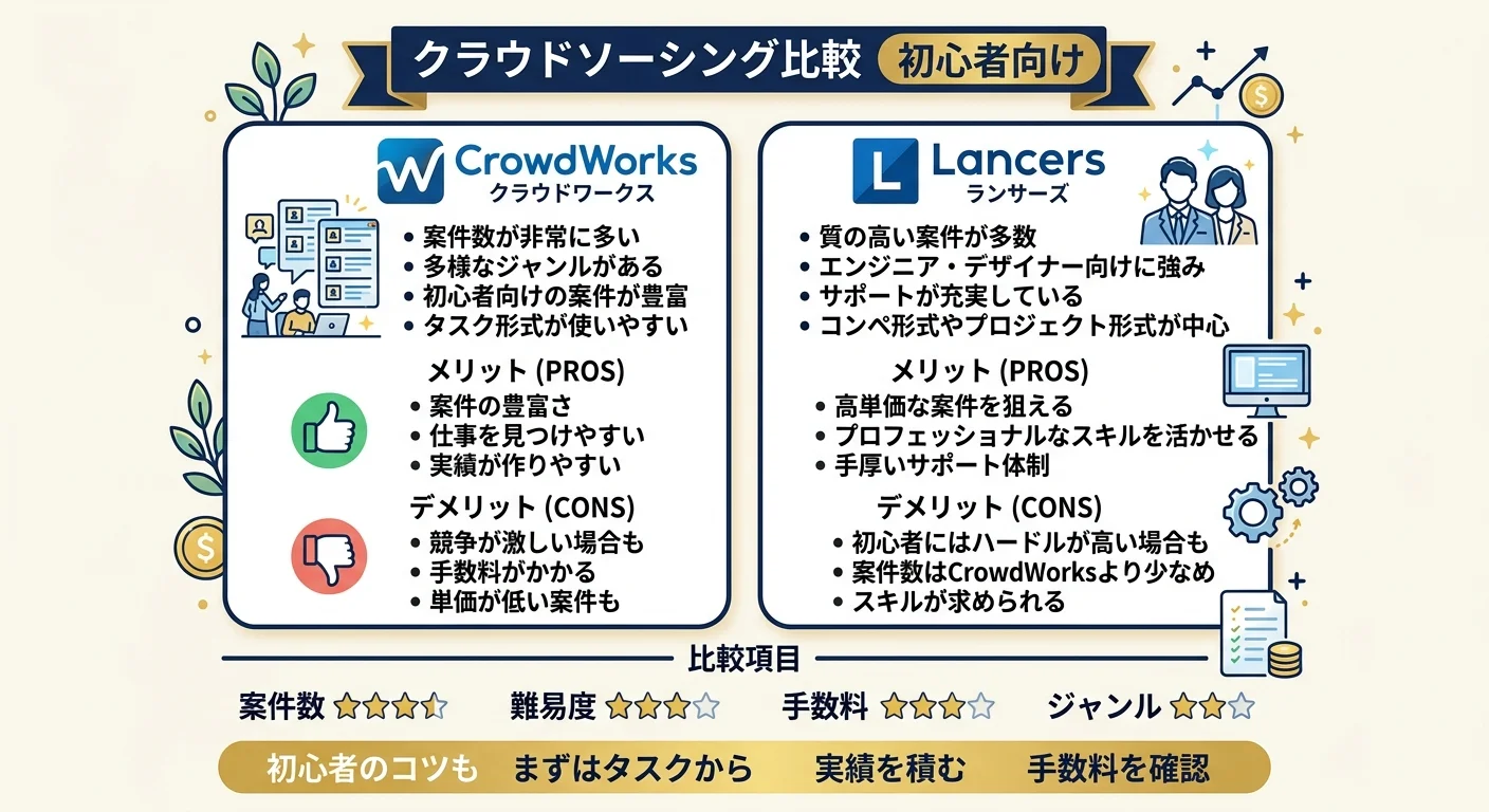 クラウドソーシング比較 AI副業初心者向け