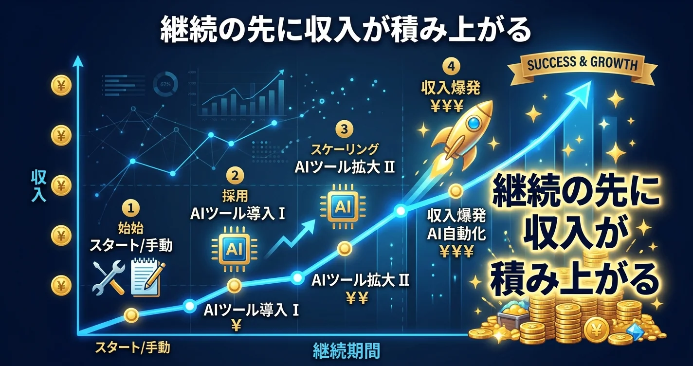 AI副業で継続することで収入が積み上がる