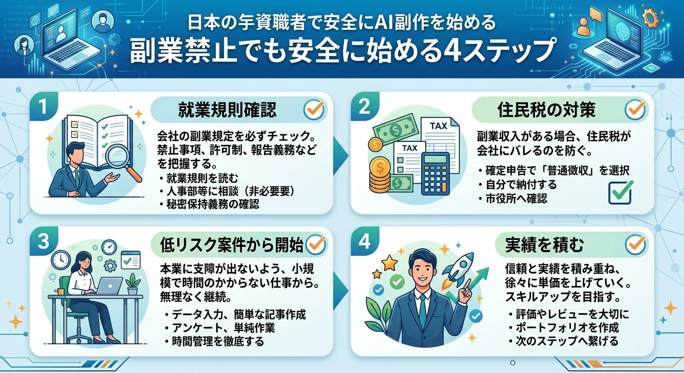 副業禁止でも安全に始める4ステップ