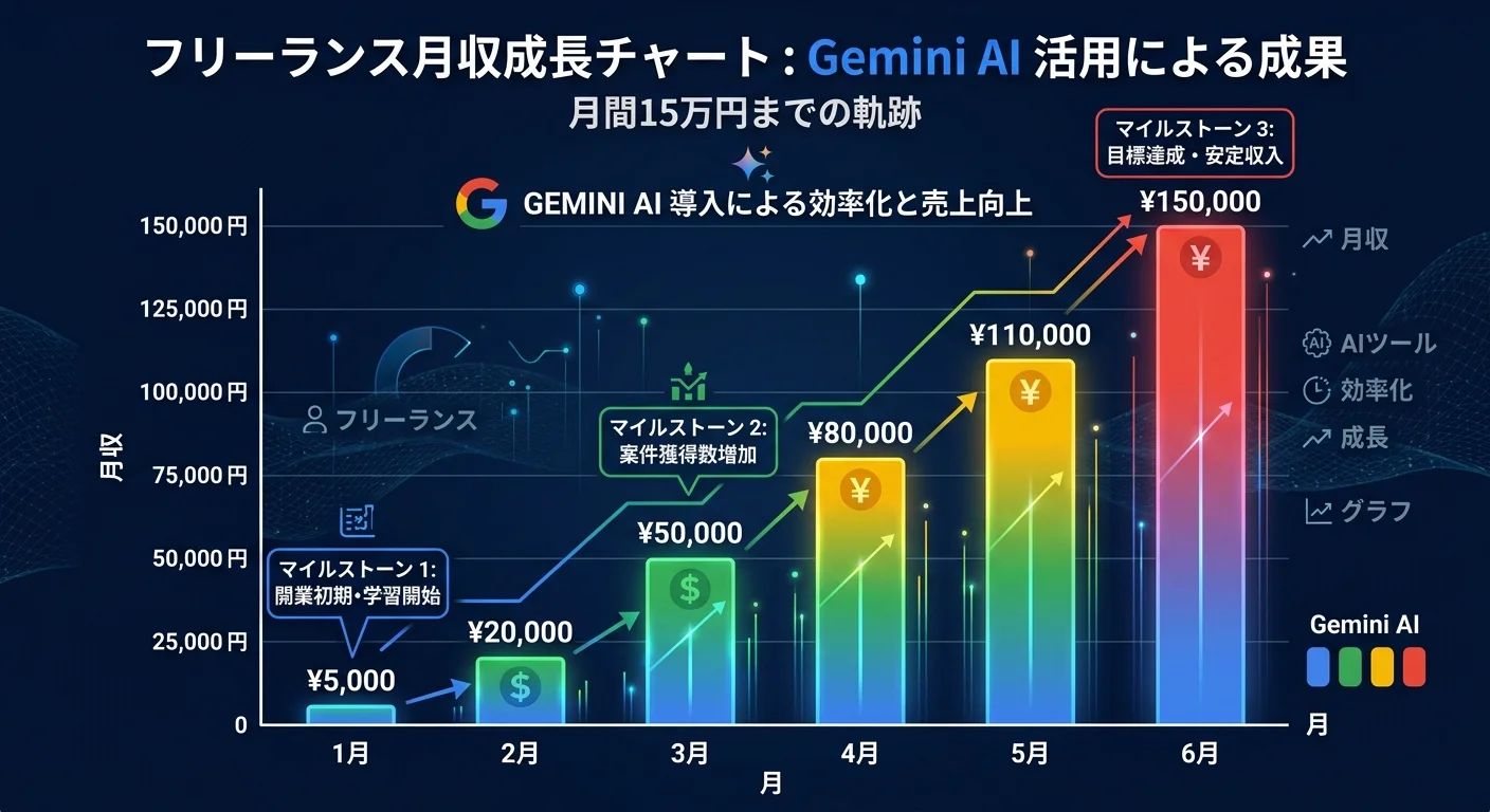 Gemini副業での月収成長イメージ