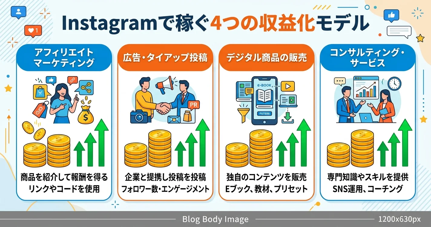 Instagramで稼ぐ4つの収益化モデル