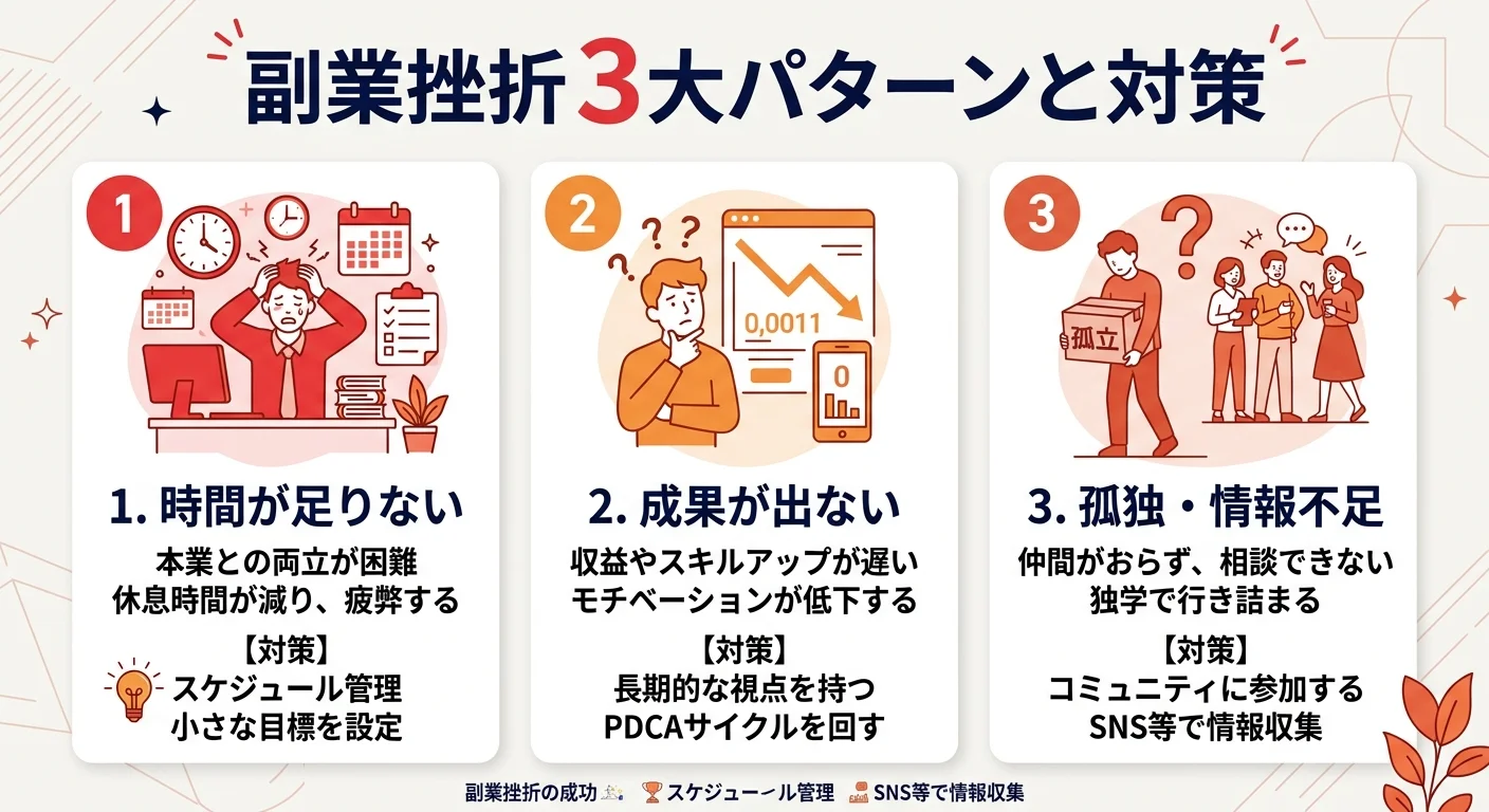 副業挫折3大パターンと対策