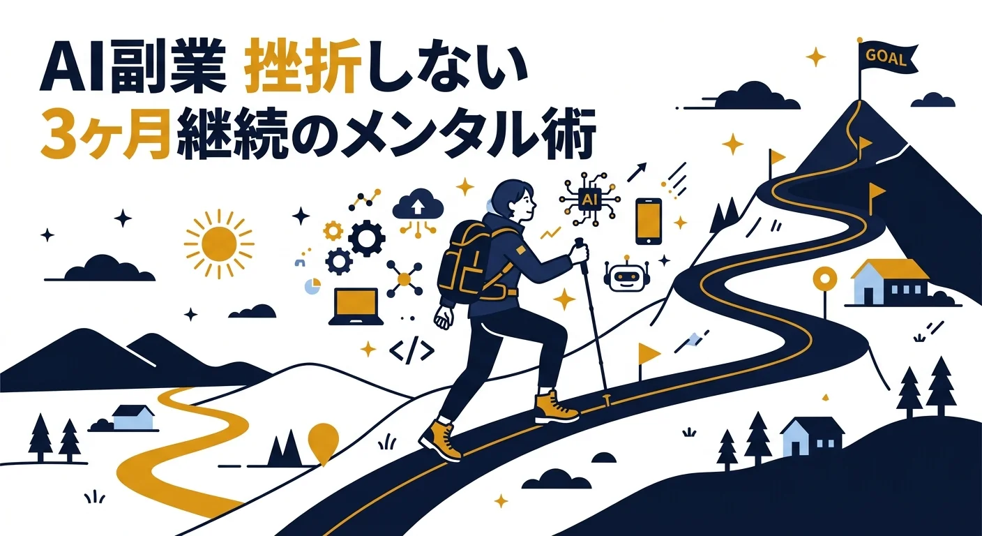 AI副業で挫折しない3ヶ月継続のメンタル術 アイキャッチ