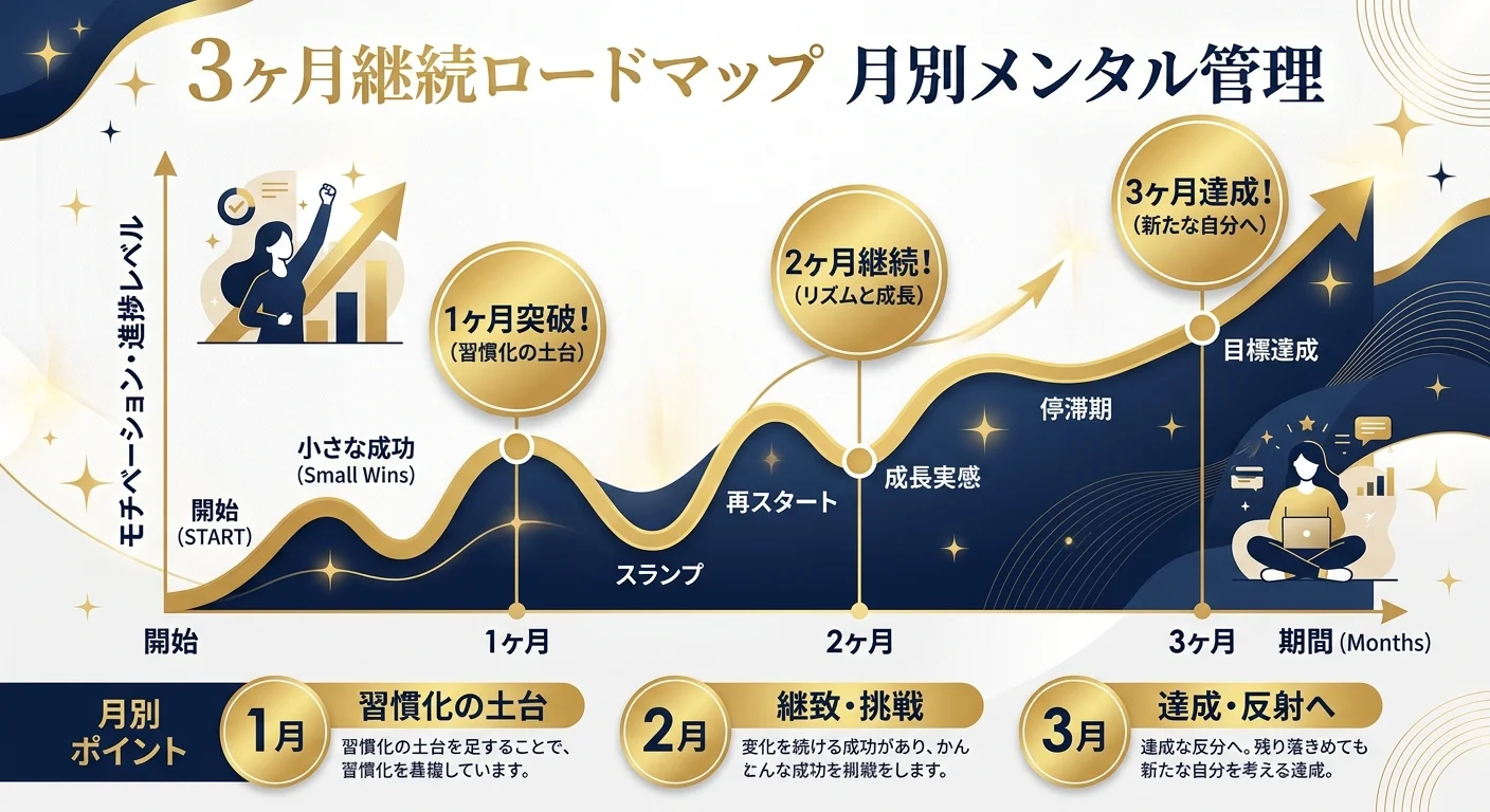 3ヶ月継続ロードマップ 月別メンタル管理