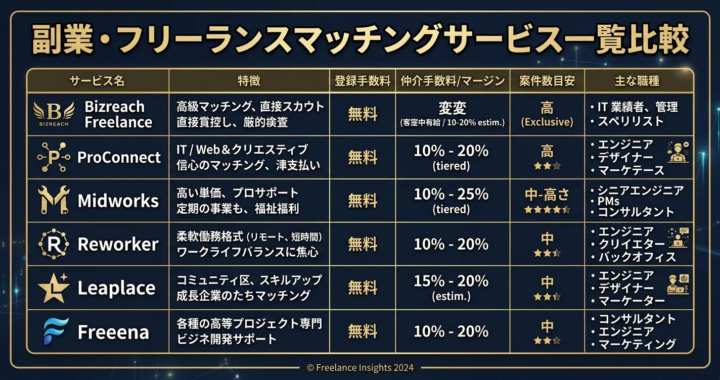 副業・フリーランスマッチングサービス一覧比較2026年版