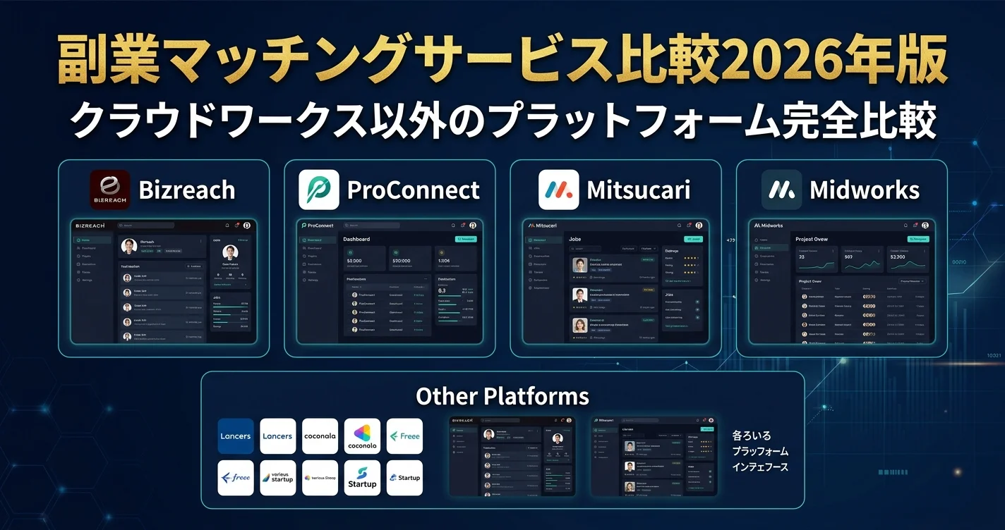 副業マッチングサービス比較【2026年版】クラウドワークス以外のプラットフォーム