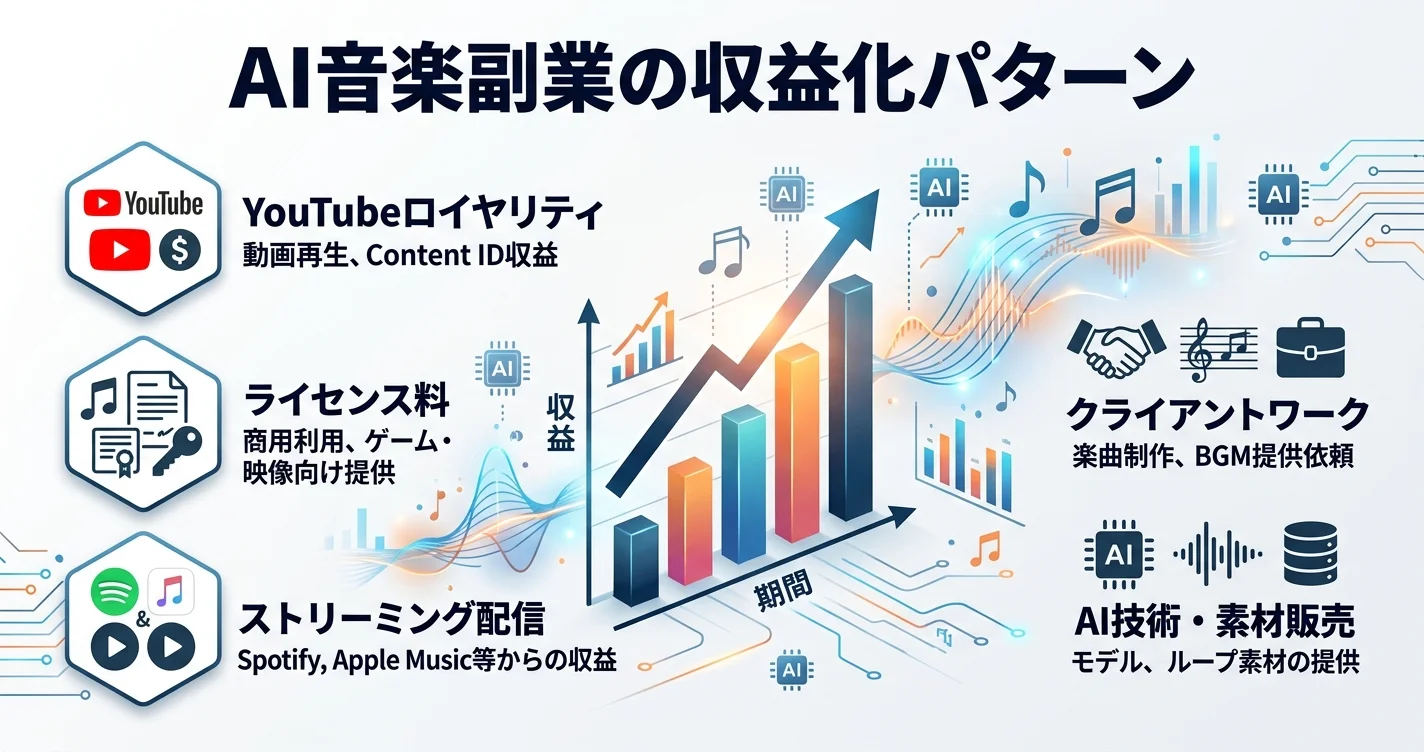 AI音楽生成副業の収益化パターンと稼ぎ方