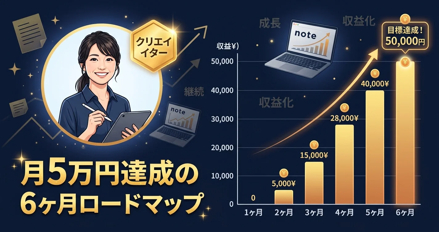 noteで月5万円を達成する6ヶ月ロードマップ
