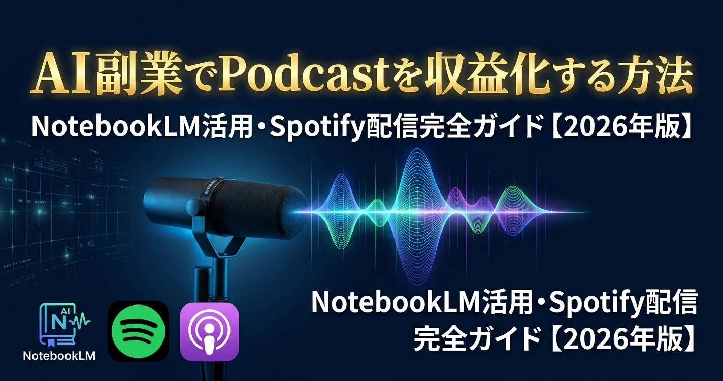 AI副業でPodcastを収益化する方法【NotebookLM活用・Spotify配信2026年版】