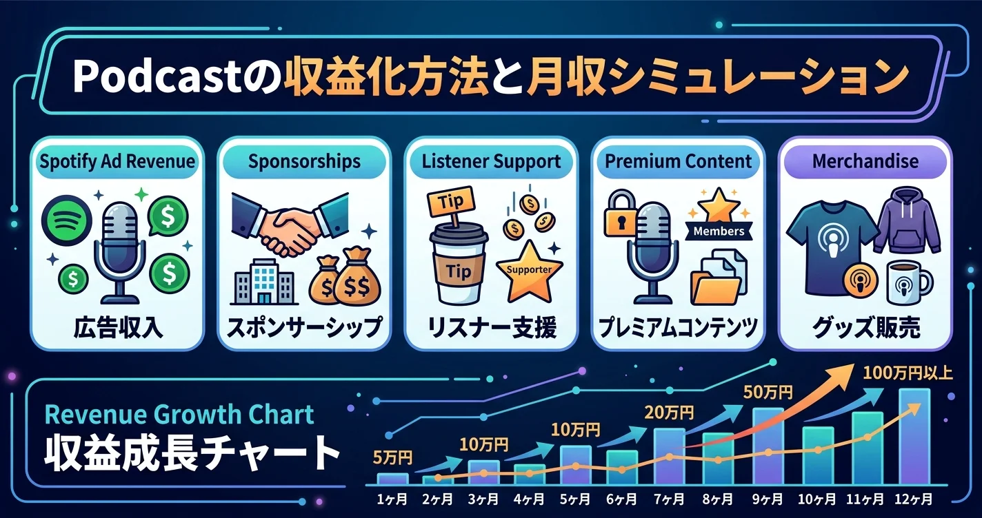 Podcastの収益化方法と月収シミュレーション