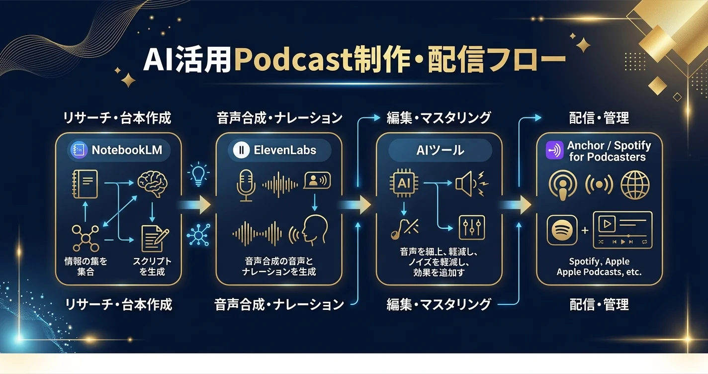 AI活用Podcast制作・配信フローの全体像