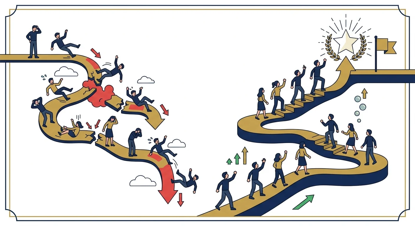 完走率の高低によるスクール比較