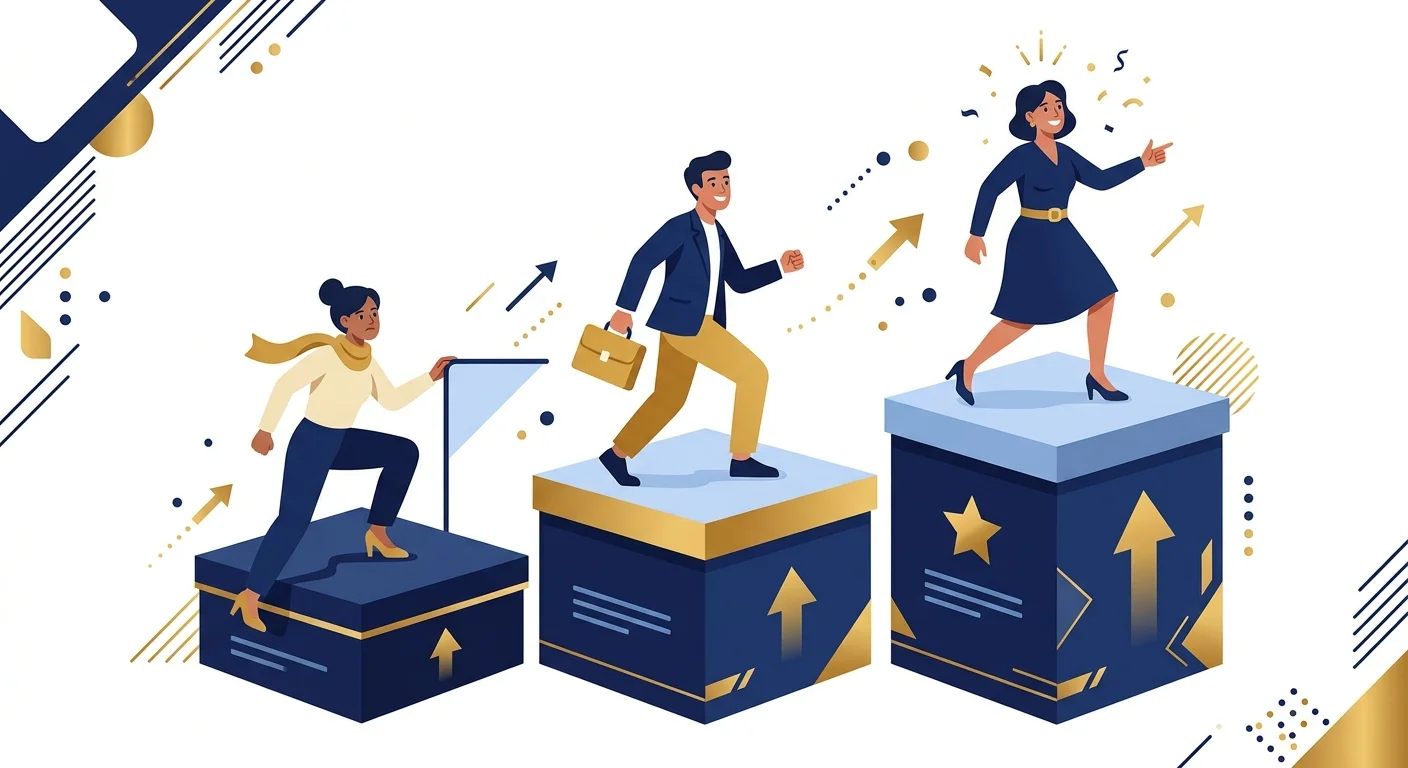 苦手から得意までの3ステップを表す階段イメージ