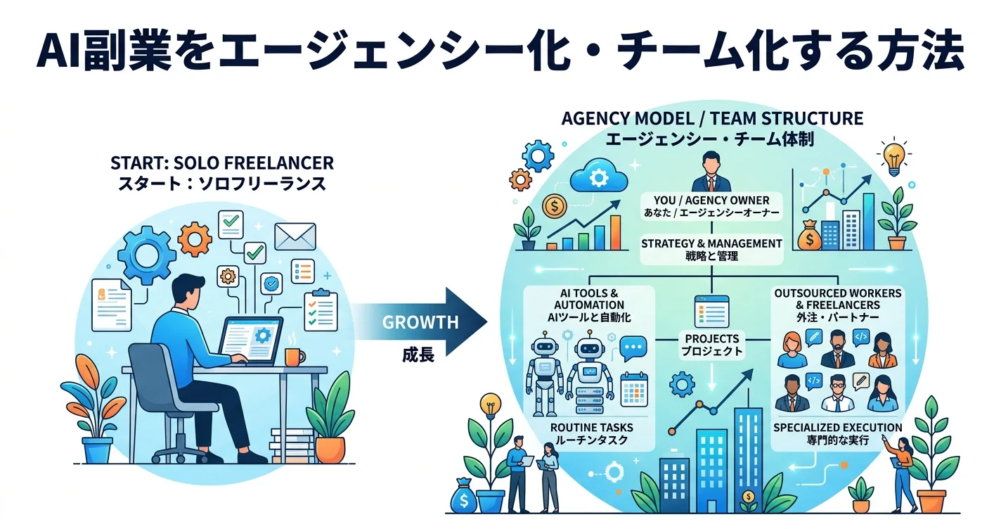 AI副業をエージェンシー化・チーム化する方法