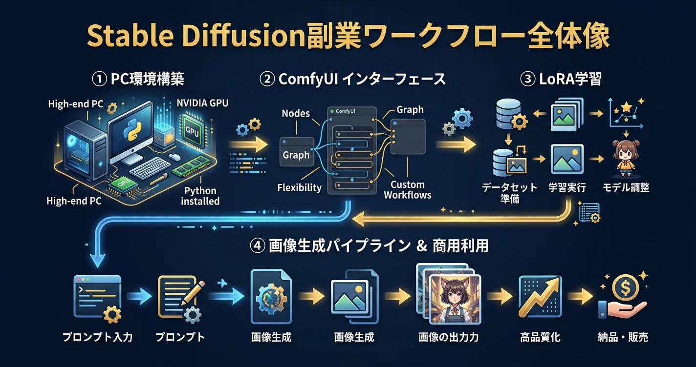 Stable Diffusion副業ワークフロー全体像