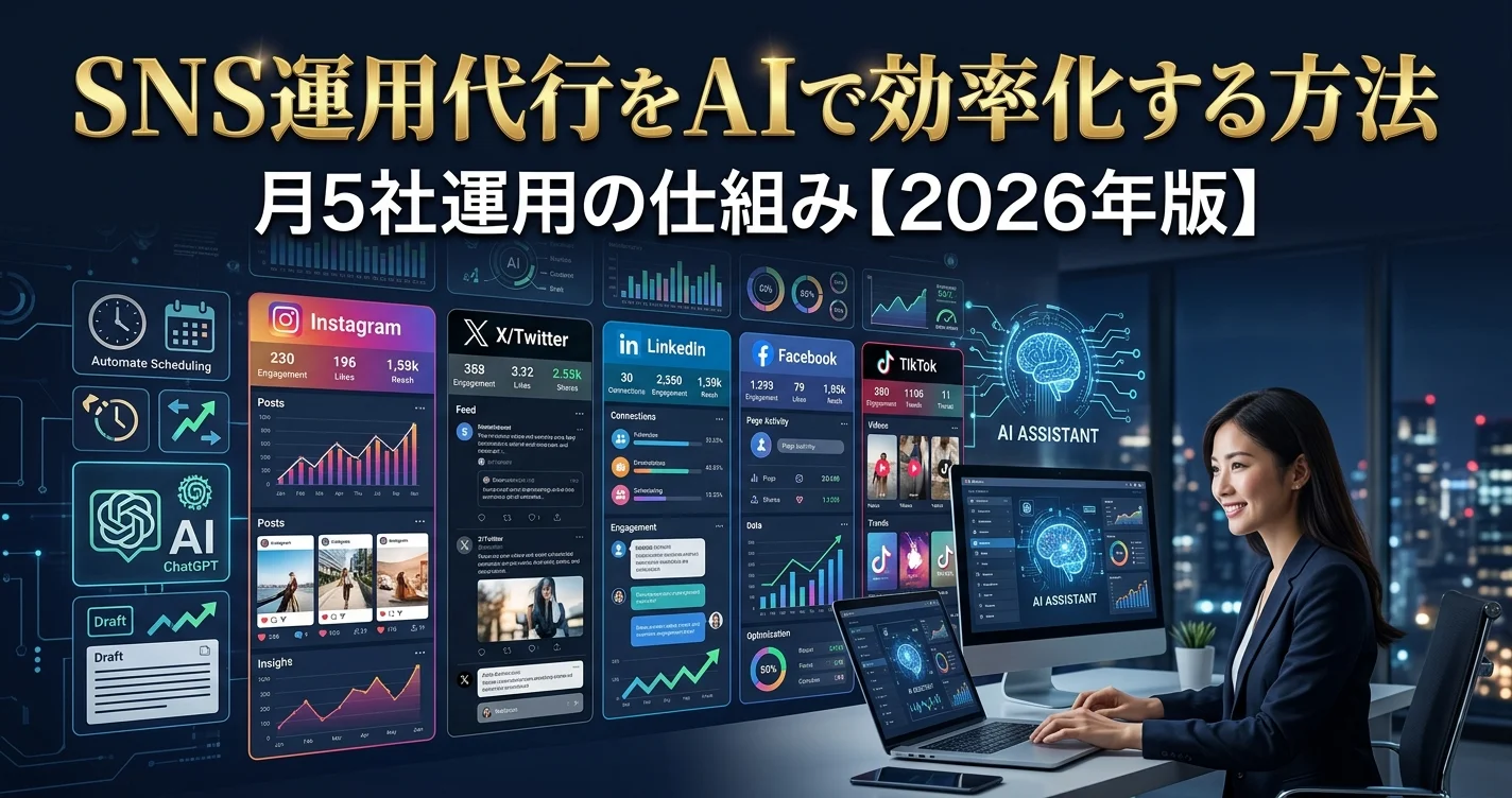 SNS運用代行をAIで効率化する方法【月5社運用の仕組み2026年版】