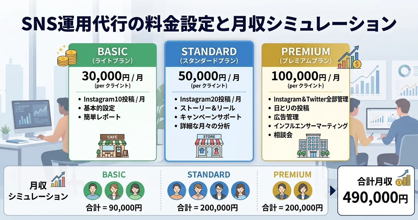 SNS運用代行の料金設定と月収シミュレーション