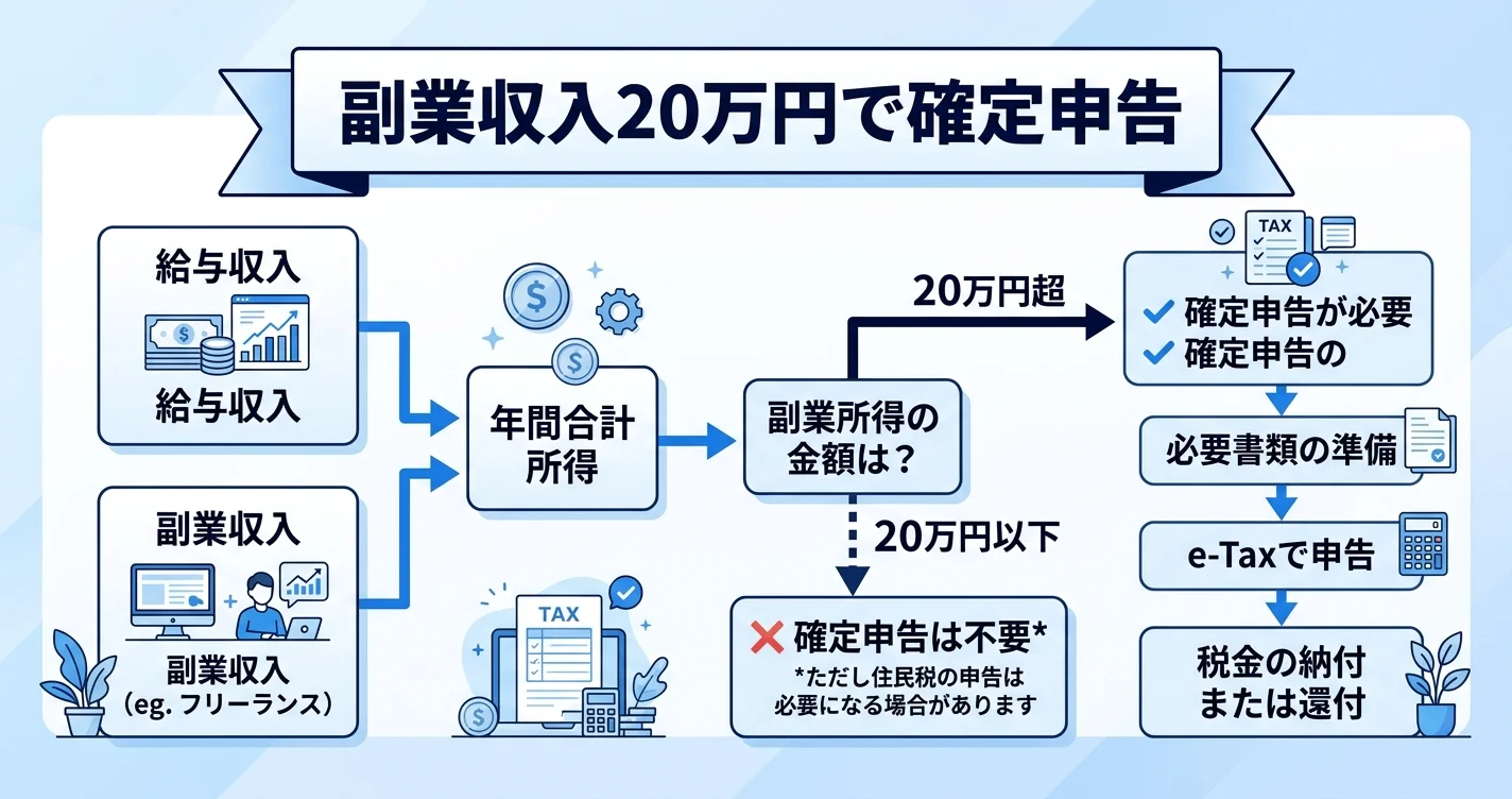 副業収入20万円を超えたら確定申告が必要
