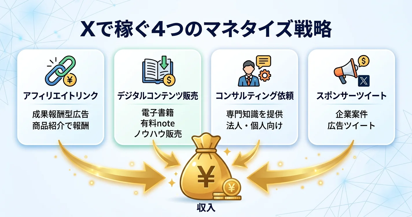 Xで稼ぐ4つのマネタイズ戦略
