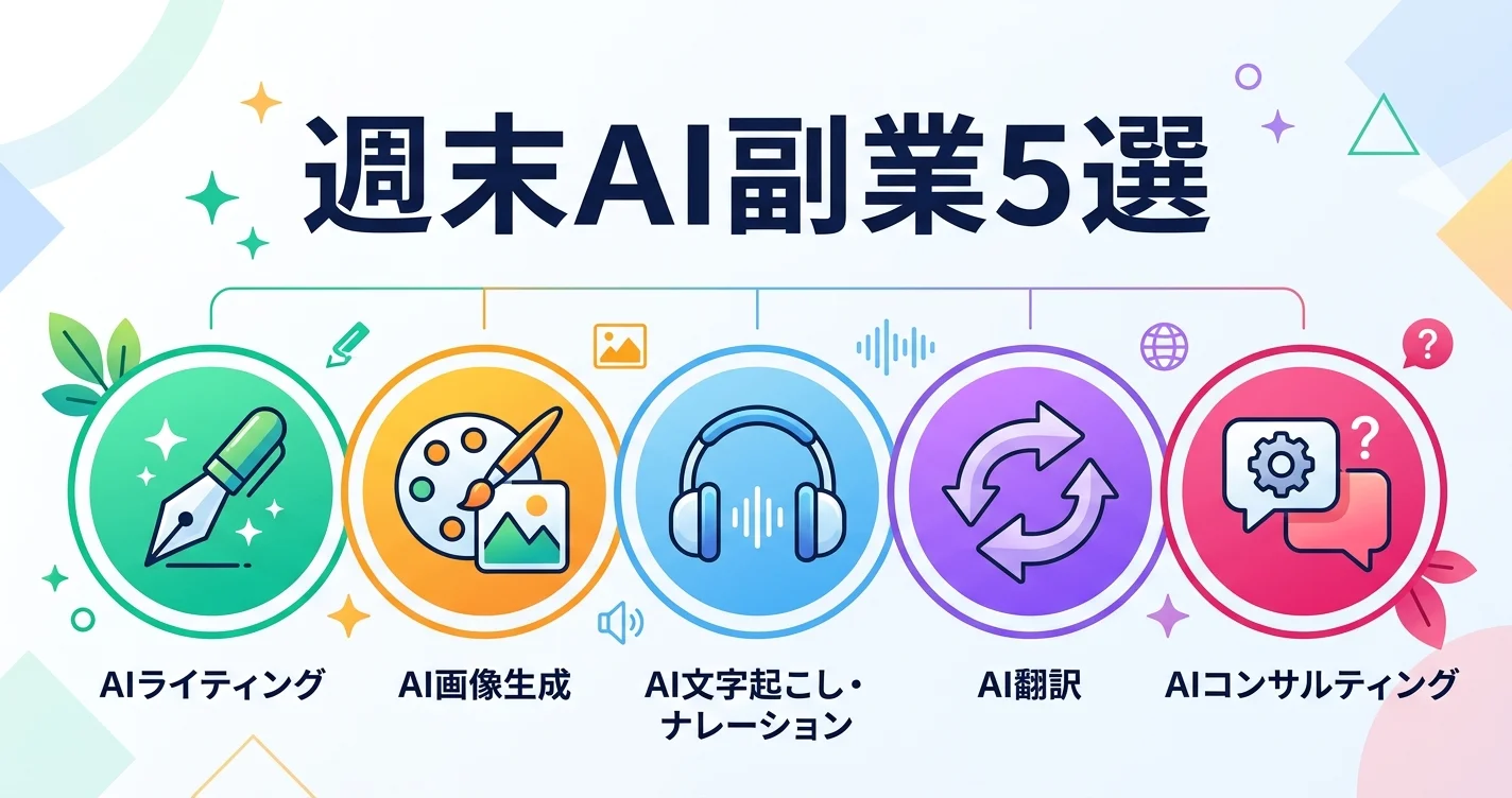 週末にできるAI副業5選のアイコン図解
