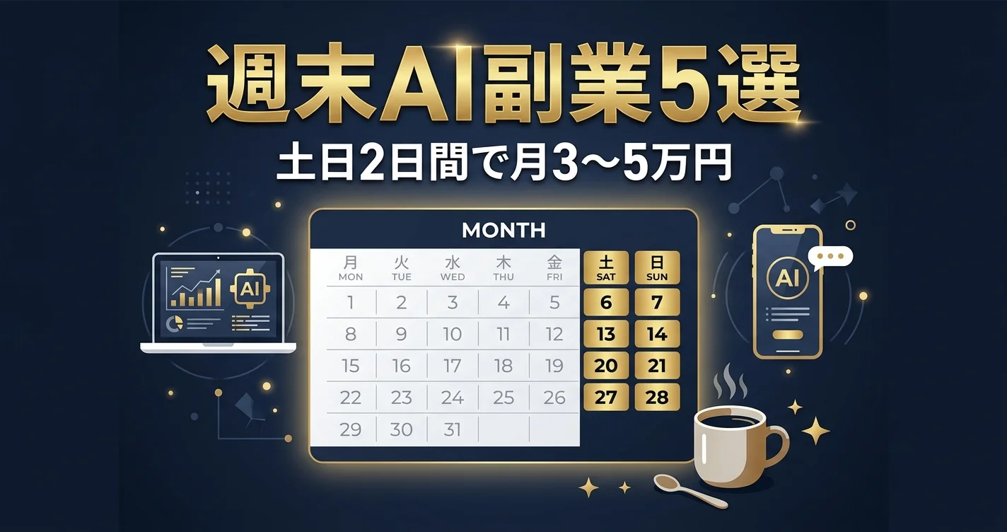 週末だけでできるAI副業5選【土日2日間で稼ぐ方法】アイキャッチ画像