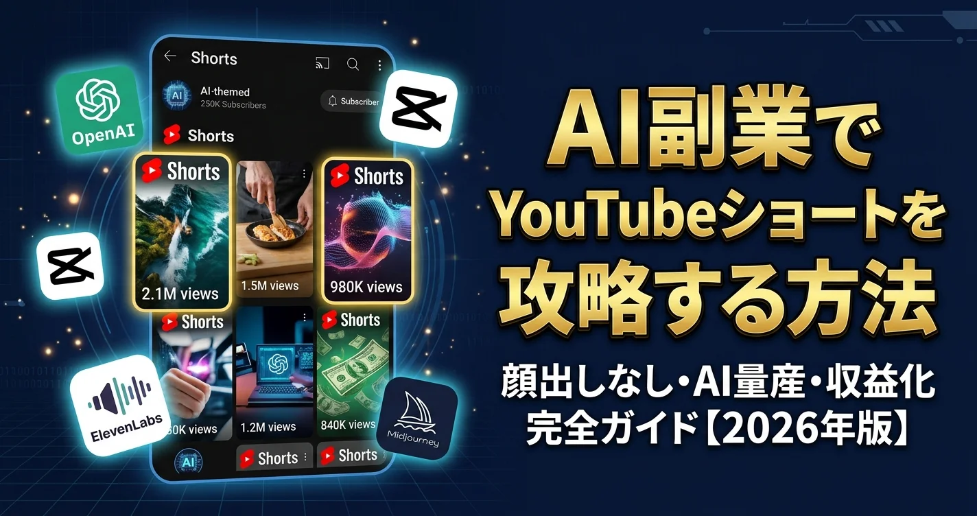 AI副業でYouTubeショートを攻略する方法【顔出しなし可・収益化完全ガイド2026年版】